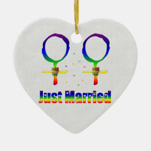 Just Married Lesbians Ceramic Tree Decoration