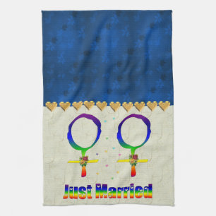 Just Married Lesbians Tea Towel