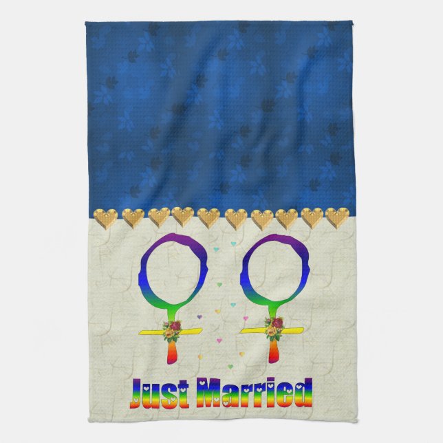 Just Married Lesbians Tea Towel (Vertical)