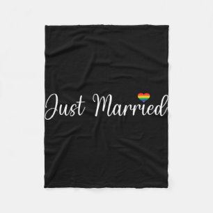 Just Married Lgbtq Gay Wedding Lesbian Bride Gay H Fleece Blanket