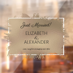 Just Married! Light Brown Faux Foil
