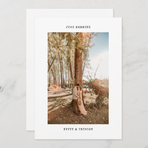 Just Married Minimal Typewriter Photo Elopement Announcement