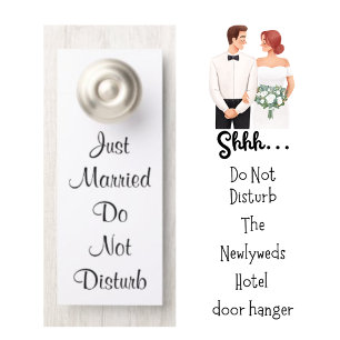 Just Married Minimal Wedding Party Door Hanger