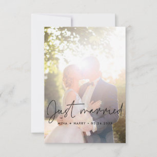 Just married Minimalist announcement photo card