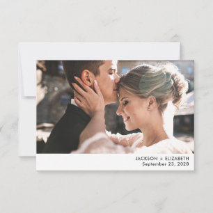 Just married modern elopement photo announcement