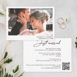 Just married modern elopement photo qr code card<br><div class="desc">Celebrate the new Mr & Mrs with this minimalist and elegant announcement card and reception invitation! This simple and modern elopement announcement card is customisable with one of your favourite wedding photos, your names, and wedding date on the front. The back of the card features the caption "Just married" in...</div>