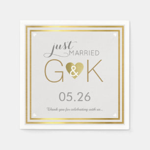 Just Married + Monogram . Wedding reception nice Napkin