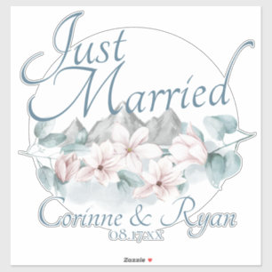 Just Married Mountain Magnolias Personalised Sign