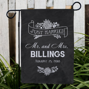 Just Married Mr. & Mrs. Black Garden Flag