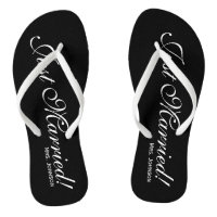 Just Married Mr Mrs flip flops for bride and groom