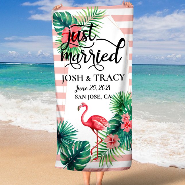 Just Married, Mr & Mrs, Honeymoon, Custom Name Beach Towel (Just Married, Mr & Mrs, Honeymoon, Custom Name Beach Towel)