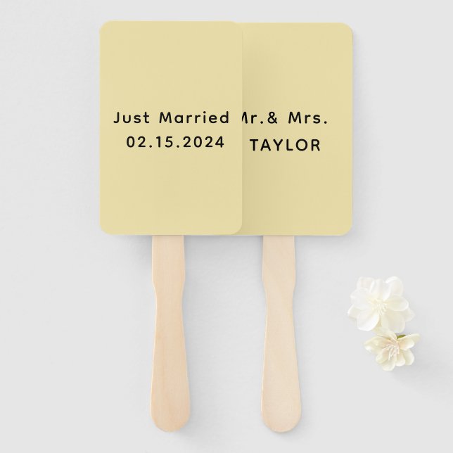 Just Married Mr. & Mrs. | Wedding Monogram  Hand Fan (Front and Back)