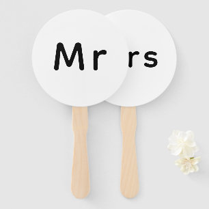 Just Married Mr. & Mrs. Wedding Monogram Hand Fan
