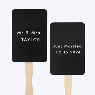 Just Married Mr. & Mrs.   Wedding Monogram  Hand Fan