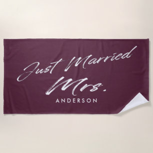 Just Married Mrs.   Personalized Bride Beach Towel