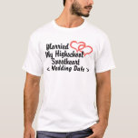 Just Married My Highschool Sweetheart (Date) T-Shirt<br><div class="desc">Customise Just Married My Highschool Sweetheart T-Shirt with Name and or Wedding Date. Customised Just Married Hoodie, Soon-to-be Mrs. Shirts, Future Mrs. tote bags, and other getting married gifts. Buy this Customisable soon to be married or just married t-shirt or gift. Click on the See all Styles button to see...</div>