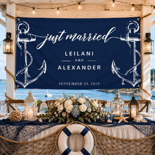 Just Married Nautical Anchor Wedding Banner