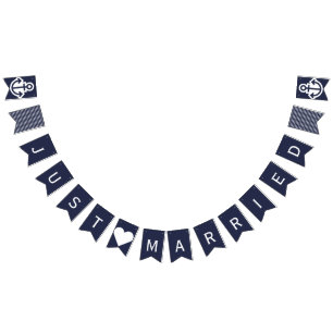 Just Married Nautical Wedding Bunting Bunting