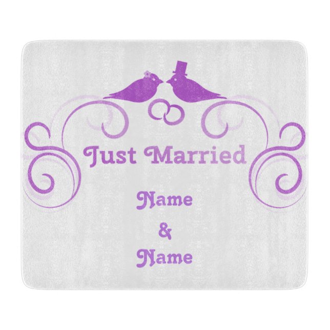Just Married Newlyweds Thunder_Cove Cutting Board (Front)