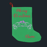 Just Married Newlyweds Thunder_Cove Small Christmas Stocking<br><div class="desc">Just Married Newlywed Lovebirds   to customise,  personalise by changing to your name</div>