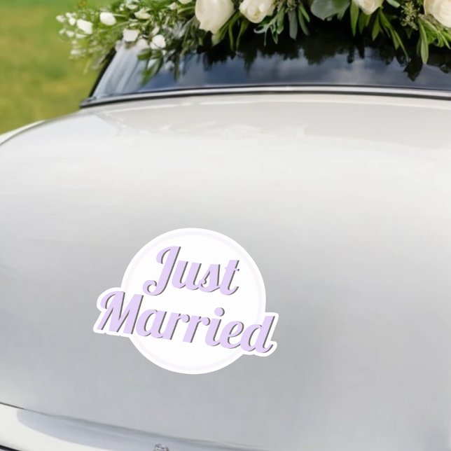 Just Married Newlyweds Wedding Car Elegant Cute (A 'Just Married' sticker for a newlywed couple, for the wedding car or honeymoon luggage)