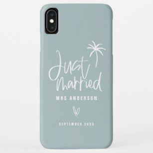 Just married palm tree wedding gift beach Case-Mate iPhone case