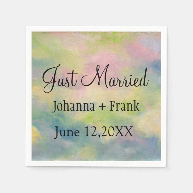 Just Married Pastels Napkin (Front)
