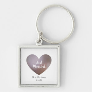 Just married pearl and purple heart keyring