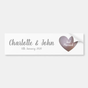Just married pearl and purple heart sticker