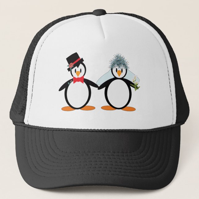 Just Married Pengos Trucker Hat (Front)