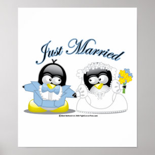 Just Married Penguins Poster