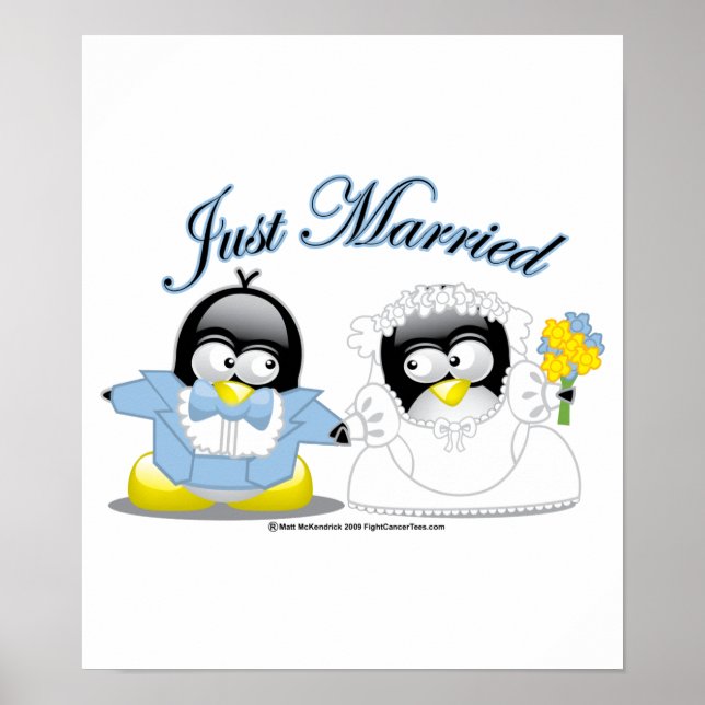 Just Married Penguins Poster (Front)