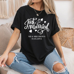 Just Married Personalised Couples Matching Wedding T-Shirt