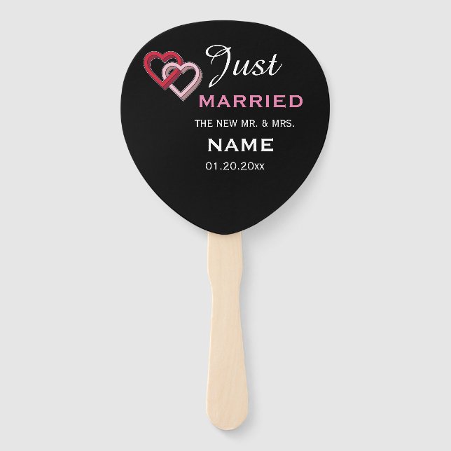 Just Married Personalised Hand Fan (Front)