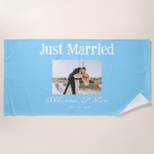 Just Married Personalised Photo and Text Wedding Beach Towel
