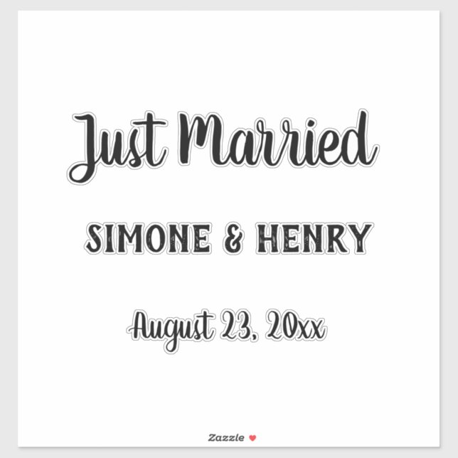 Just Married Personalised with Names Wedding Date (Sheet)