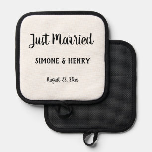 Just Married Personalised with Names Wedding Date Pot Holder
