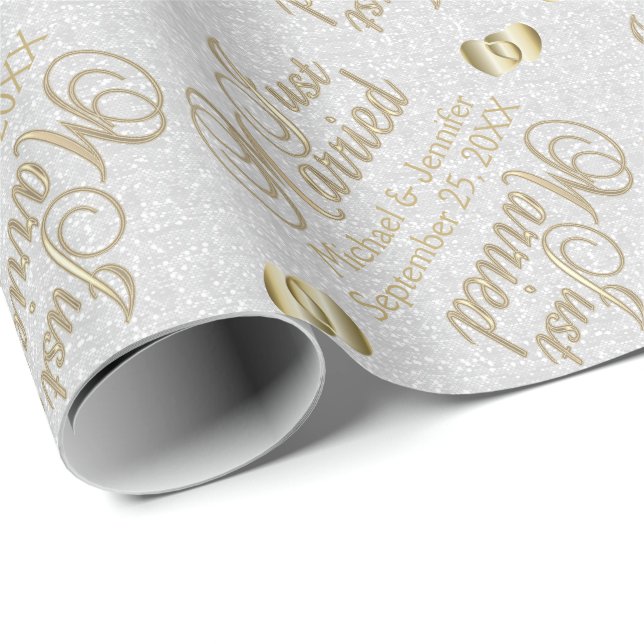 Just Married - Personalised Wrapping Paper (Roll Corner)