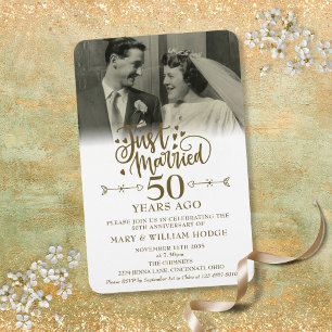 Just Married Photo 50th Wedding Anniversary Magnet