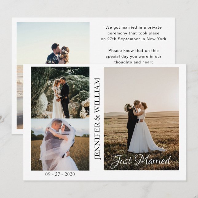 Just Married Photo Collage Wedding Announcement  (Front/Back)