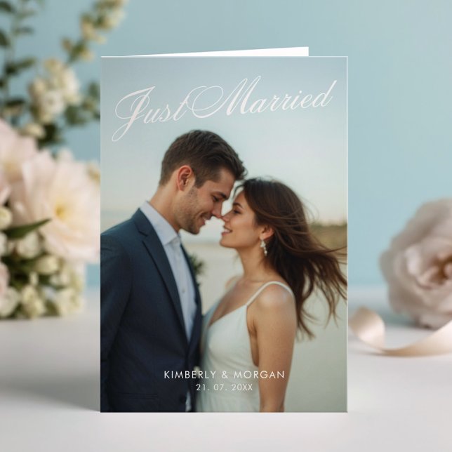 Just Married Photo Folded Wedding Announcement (Creator Uploaded)