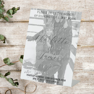 Just Married Photo Guest Book Tabletop Sign