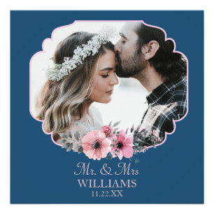 Just Married Photo Portrait Marriage Anniversary  Print