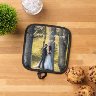 Just Married Photo Pot Holder