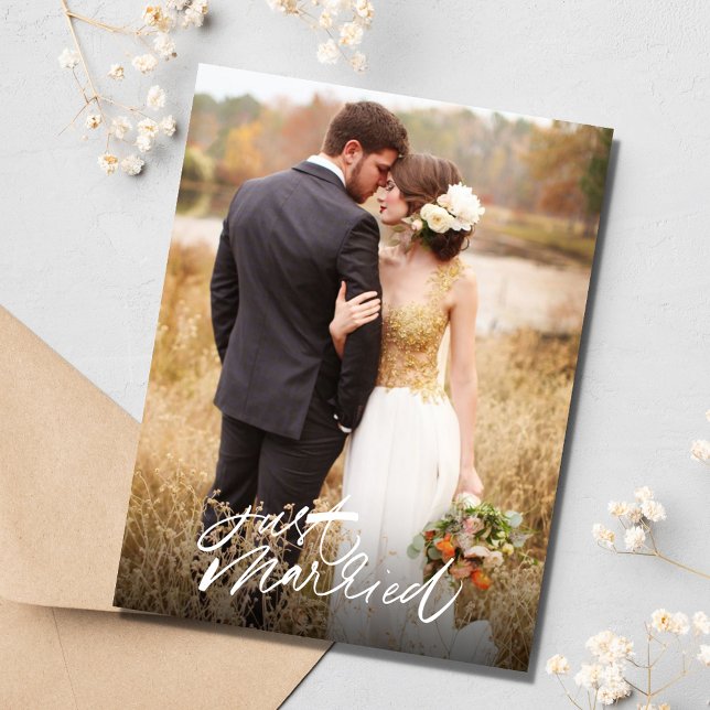 Just Married Photo Wedding Thank You  Postcard (Just Married Photo Wedding Thank You Postcard)