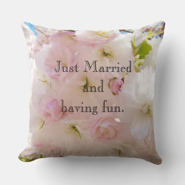Just Married Pillow and having fun Wedding gifts (Front)