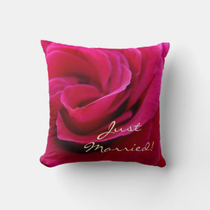 Just Married pillow Pink Rose Honeymoon Wedding