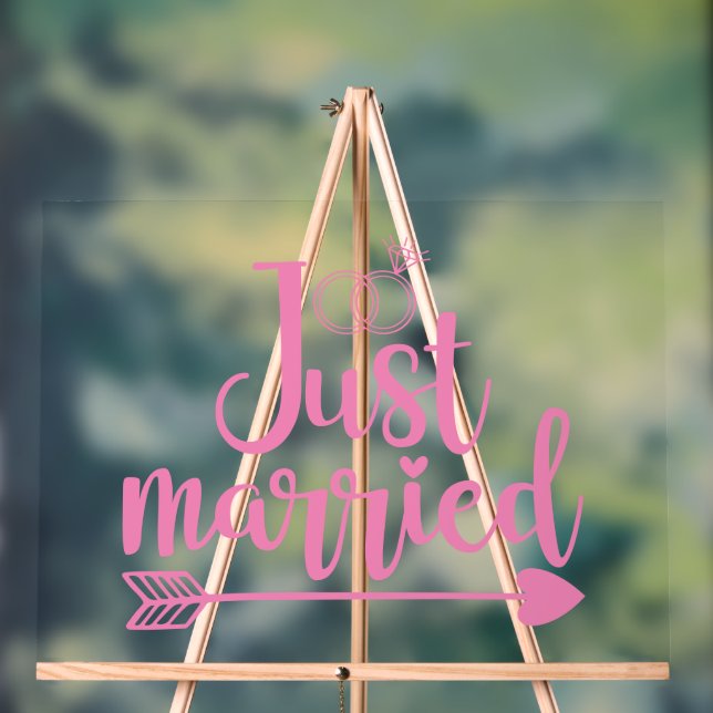 Just Married Pink Acrylic Sign (Neutral)