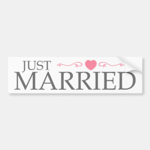Just Married (Pink Heart Scroll) Bumper Sticker