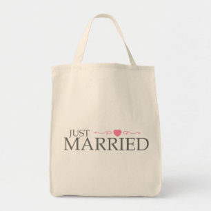 Just Married (Pink Heart Scroll) Tote Bag